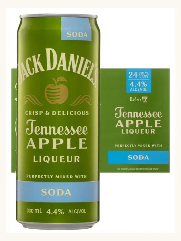 Jack Daniel's Tennessee Apple Whiskey Liqueur & Soda 24 x Pack 330mL Cans pack of cans